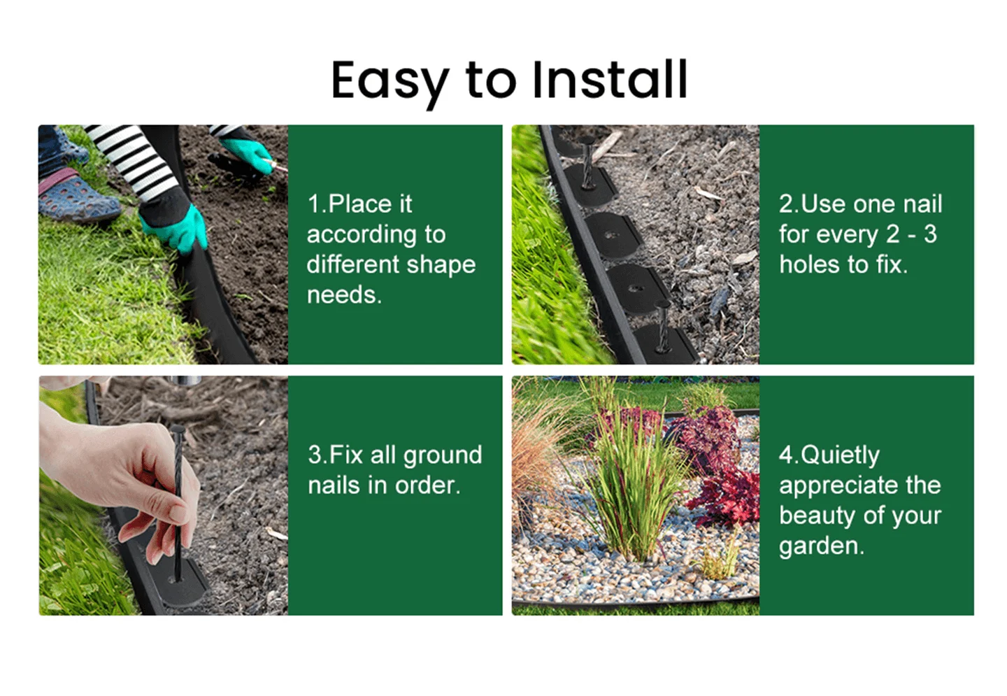 GROWNEER 200FT No-Dig Landscape Edging Kit